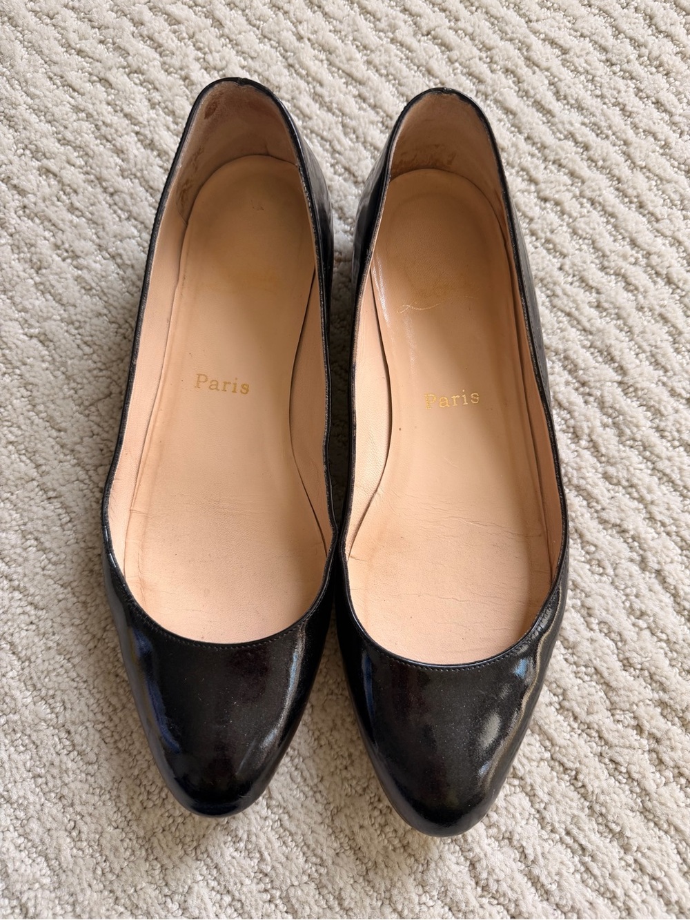 Christian Louboutin Black Patent Leather Ballet Flats